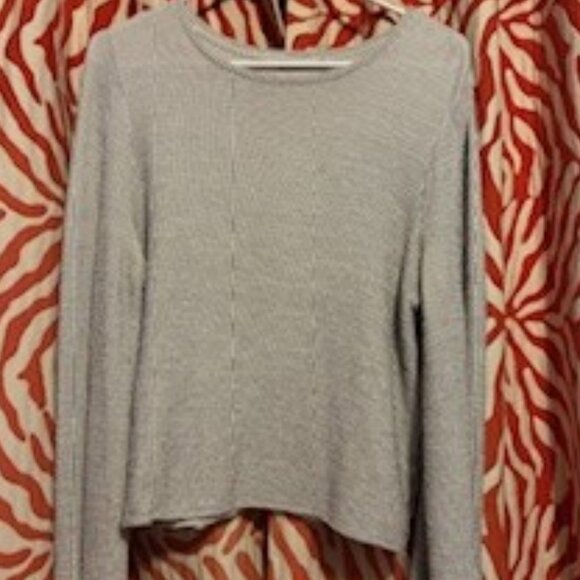 ZARA Top, Light Gray with Bell Sleeves sits at waist, Cotton Rayon blend, Small - Picture 1 of 8